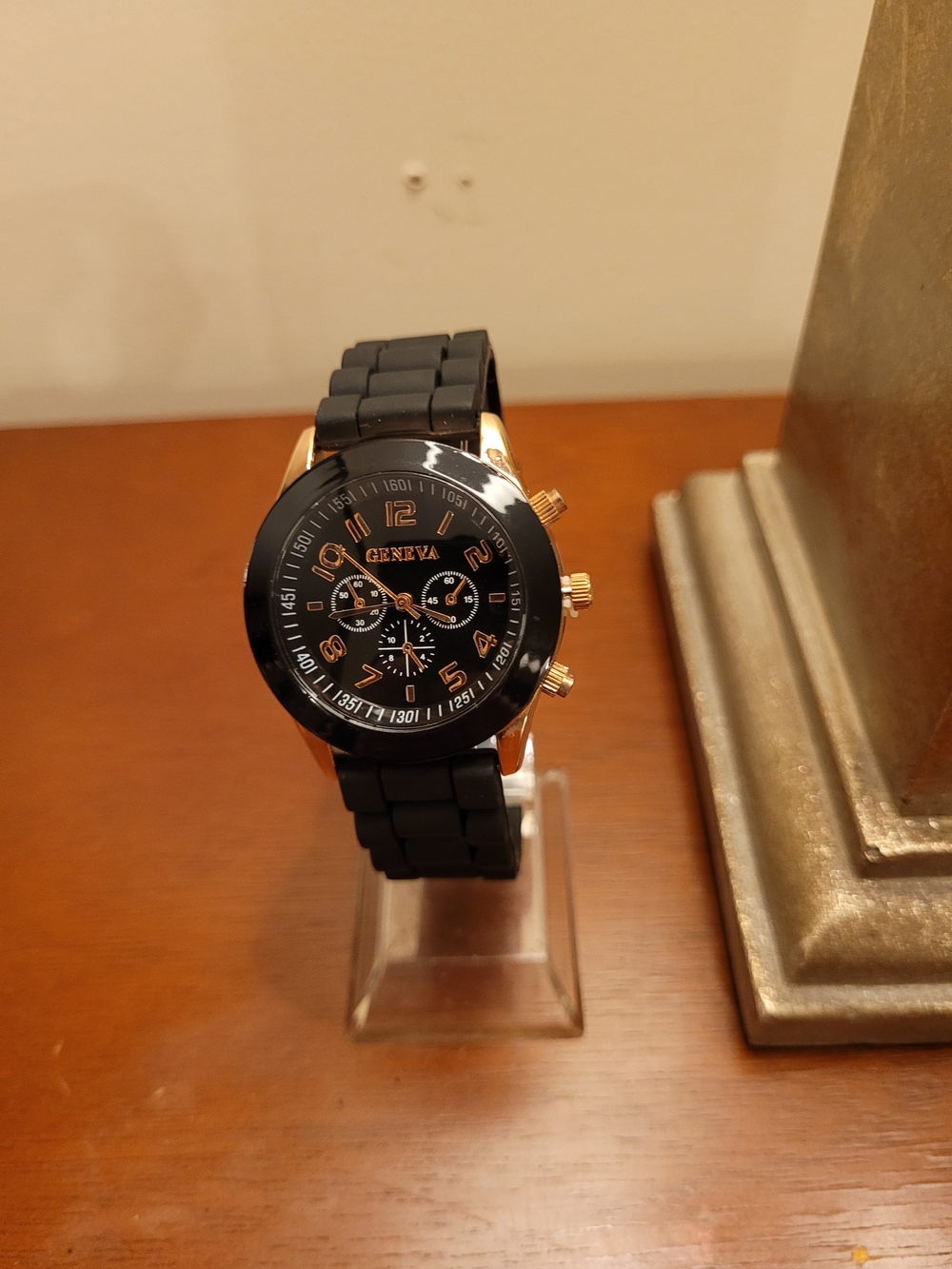 Brand New Black and Rose Gold Geneva Women's Silicone Watch